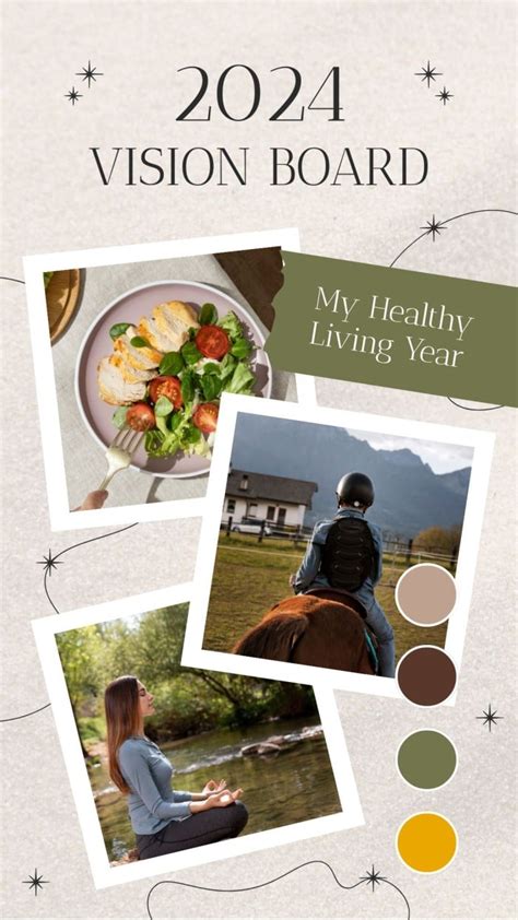 Edit and get this Abstract Elegant Healthy Living New Year Vision Board template for free