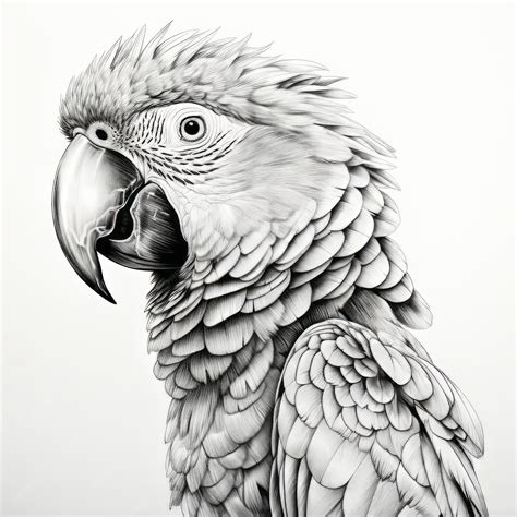 Premium Photo | Realistic Black And White Parrot Drawing With Detailed Character Design