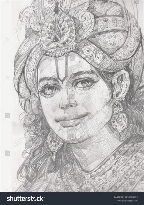 Lord Shri Krishna Face Pencil Sketch Stock Vector (Royalty Free) 2251600943 | Shutterstock