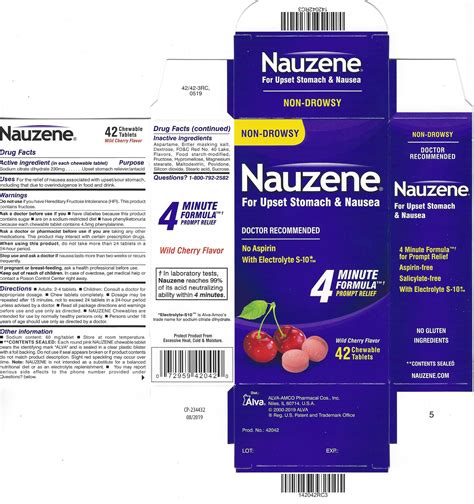 Nauzene: Details from the FDA, via OTCLabels.com