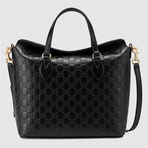 Gucci Signature Leather Shoulder Bag in Black | Lyst