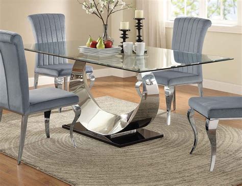 Coaster Manessier Rectangular Glass Dining Table - Chrome 107051 at ...