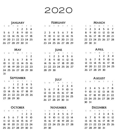 2020 Calendar Free Stock Photo - Public Domain Pictures