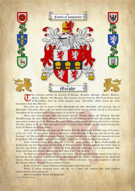 Surname History with Coat of Arms (Family Crest) on Parchment