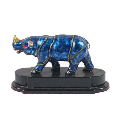 A Mughal Silver Enamel Rhinoceros figurine – Shree Sharda Arts