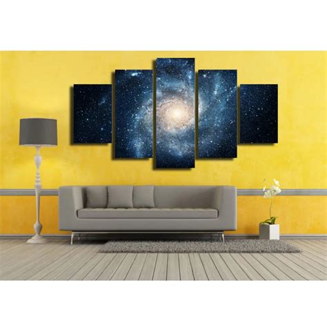 Blue Star Space canvas wall art abstract print home decor for living room pictures 5 panel large ...
