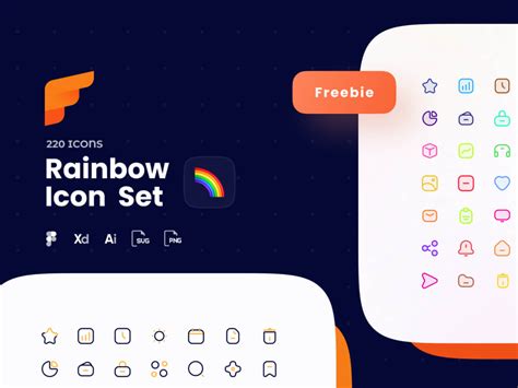 Rainbow Icon Pack - Free XD Resource | Adobe XD Elements