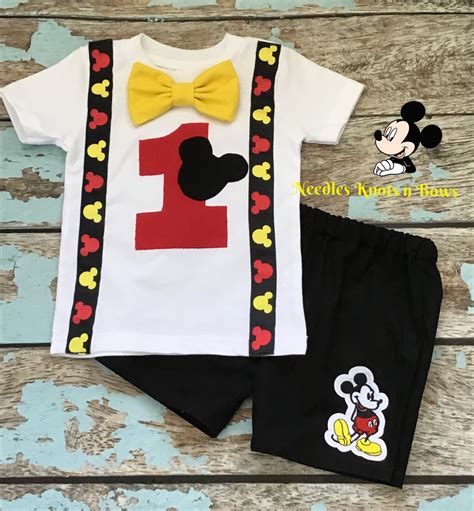 Boys Mickey Mouse Birthday Outfit, Boys 1st Birthday Outfit – Needles Knots n Bows