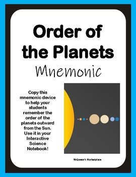 Order of the Planets Mnemonic Device by McQueen's Marketplace | TpT