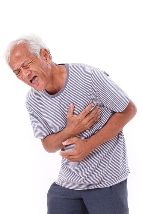 Sick Old Man Suffering from Heart Attack or Breathing Difficulties Stock Image - Image of heart ...