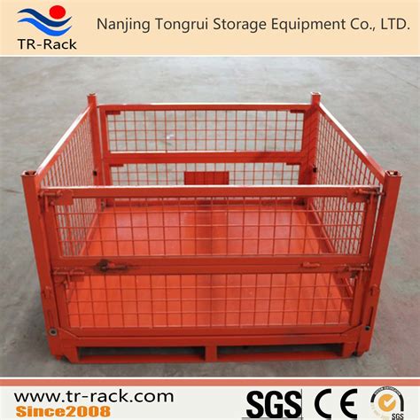 Industrial Warehouse Foldable Steel Mesh Stacked Stillage Container - China Steel Cage and ...