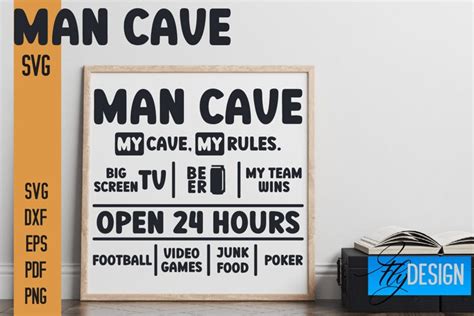 Man Cave SVG Design | Man Cave Rules | Funny Signs (2775054)