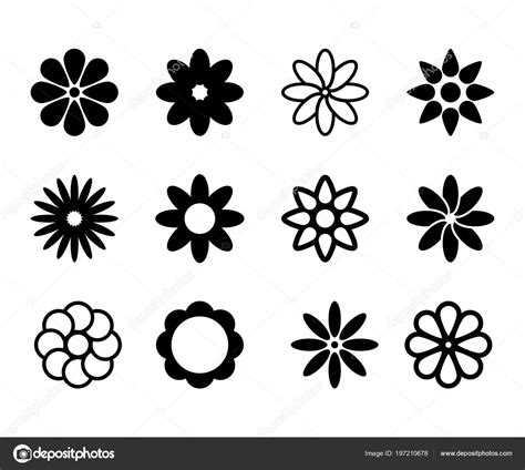 Set Simple Flower Shape Icons Signs Symbols Vector Format Stock Vector ...