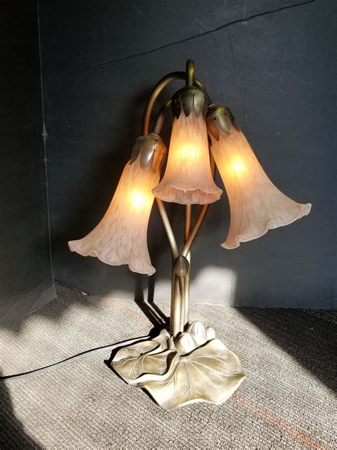 Vintage Lily Pad Lamp, 3 Light Table Lamp, Art Nouveau Table Lamp Repro | Vintage metal table ...