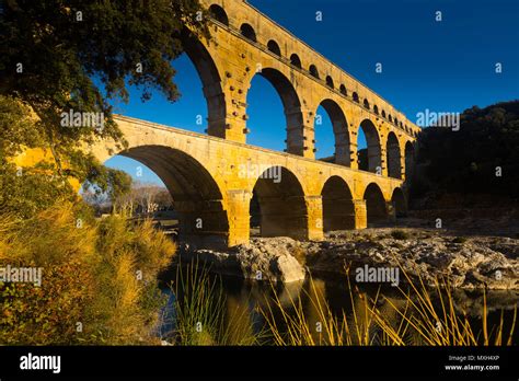 Pont du Gard, an ancient Roman bridge in southern France in Europe ...