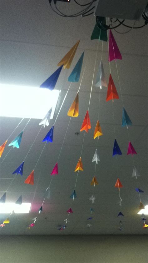 Paper airplane decoration. | Airplane decor, Classroom ceiling, Classroom decor in 2020 ...