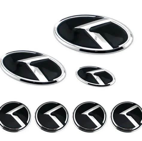 7pcs Set car K Logo Sticker Decal Red / Black Steering Wheel Emblem 60mm for KIA K Center Cap ...