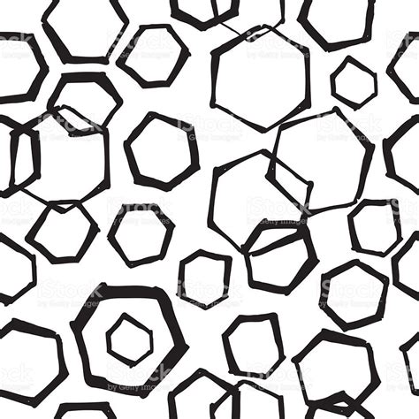 Hand Drawn Retro Seamless Hexagon pattern. Hand drawn in ink on paper ...