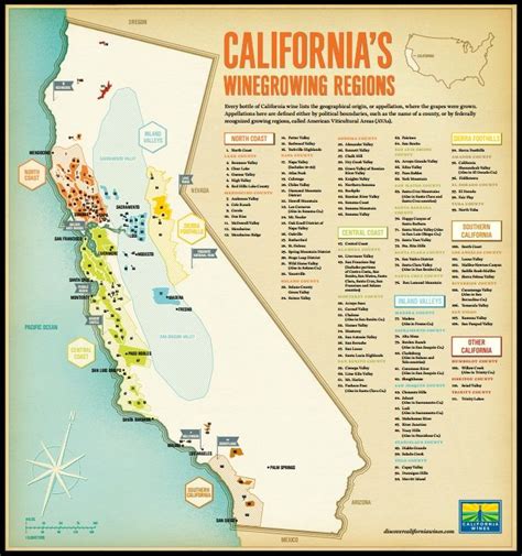 Travel to the Heart of the California Wine Country: California Wine Country wine region map Wine ...