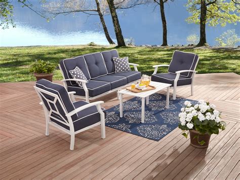 Better Homes and Gardens Carter Hills 4-Piece Patio Furniture Conversation Set, Blue - Walmart.com