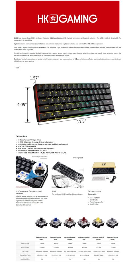 GK61 61 Keys 60% Layout Mechanical Gaming Keyboard Tactile (Green ...