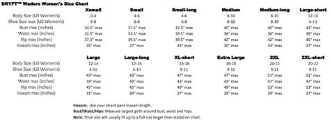 Sizing Charts - DRYFT™ Fishing Waders