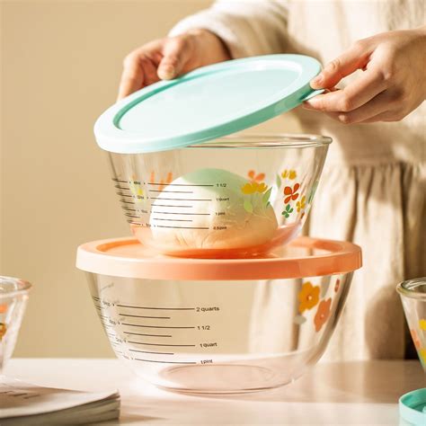 Tempered Glass Baking Mixing Bowl with Lid