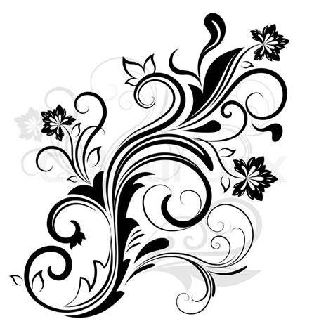 Floral Design school: Black And White Vector Floral Design