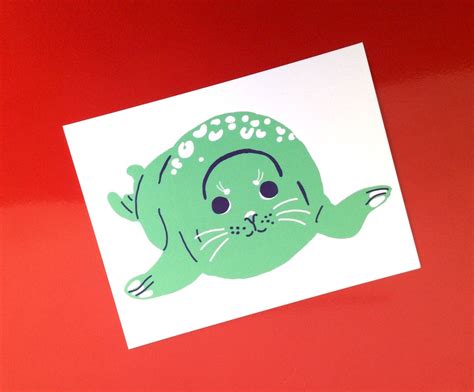 SEAL POSTCARD PRINT kawaii seal cub nursery art kids | Etsy