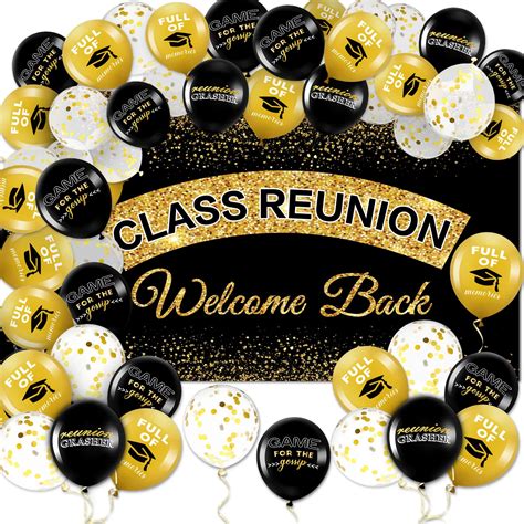 Snapklik.com : 21 Pcs Class Reunion Party Decorations School Class Reunion Banner Backdrop Class ...