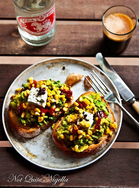 Smashed Avocado Toast With Feta & Roasted Chilli Sweetcorn @ Not Quite Nigella