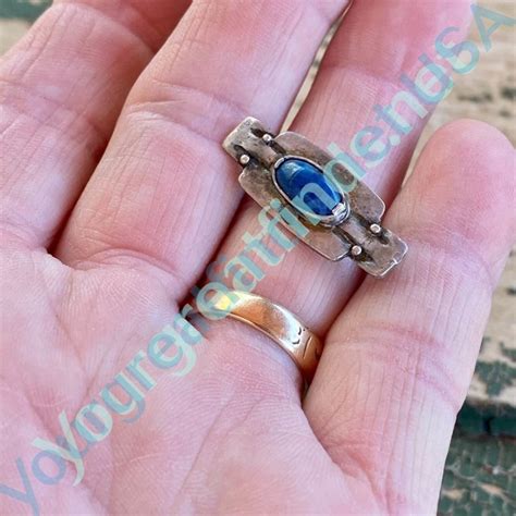 Vintage Art Deco Bar Pin Lapis Lazuli Sterling Silver - Yourgreatfinds