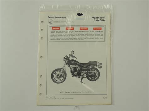 1982 CM450A CM450 Automatic Set Up Instructions Factory Honda Manual L374 | eBay