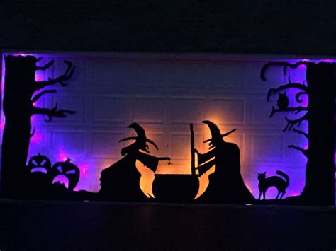 Halloween Garage Door Silhouette | Outdoor halloween, Halloween outside ...