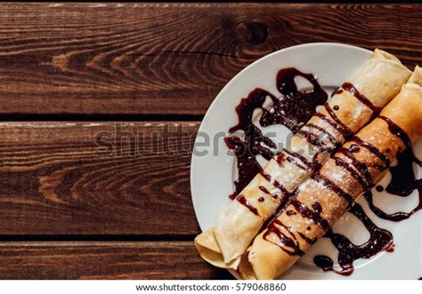 Homemade Pancakes Russian Blini Chocolate Sauce Stock Photo 579068860 | Shutterstock