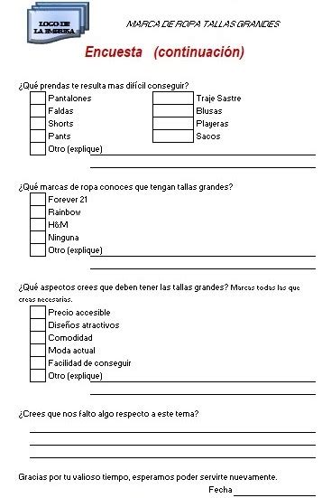 Ejemplo de encuesta de mercado2 » Milformatos.com