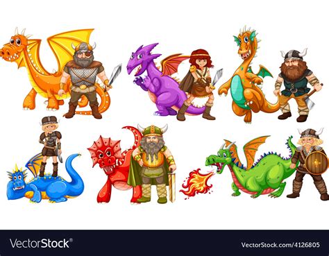 Vikings and dragons Royalty Free Vector Image - VectorStock