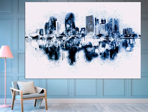 Abstract City Art Blue City Painting City Landscape Abstract - Etsy