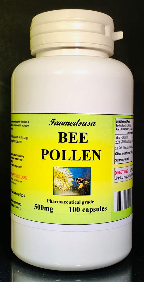 Bee Pollen 500mg, weight loss, energy, antioxidant â€“ 100 capsules ...