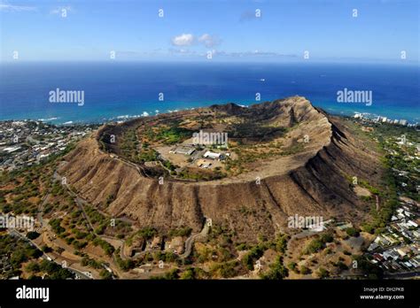 Aerial View of Diamond Head Volcanic Crater, Oahu, Hawaii, USA Stock Photo, Royalty Free Image ...