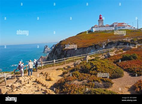 Cabo da Roca Lighthouse at Cape da Roca Lisbon district Sintra coast ...