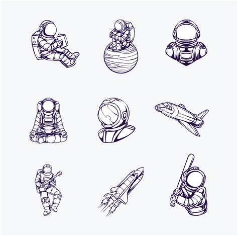 Minimalist Tattoo With Astronaut Theme 10079767 Vector Art at Vecteezy