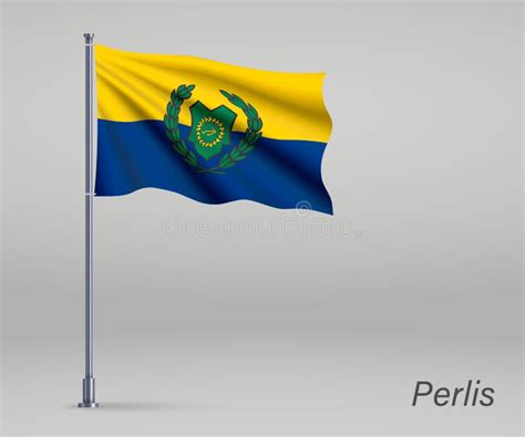 Waving Flag of Perlis - State of Malaysia on Flagpole. Template Stock ...