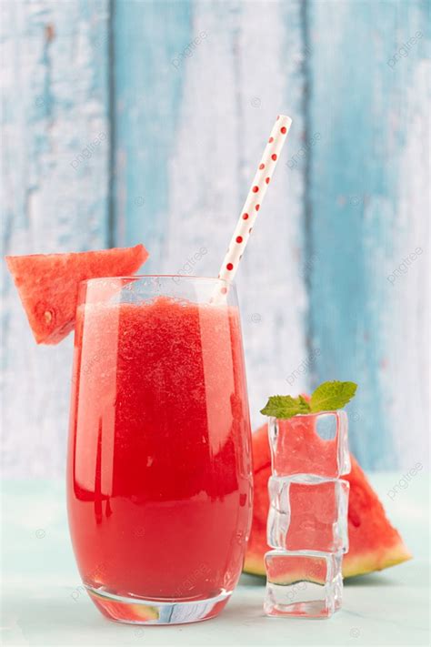 Delicious Watermelon Juice With Crystal Ice Cubes Background, Cool ...