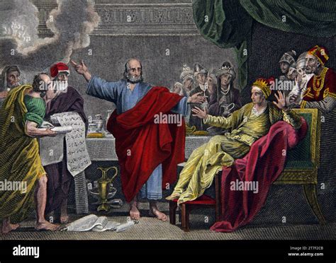 Illustration of Daniel Interpreting the Handwriting on the Wall during ...