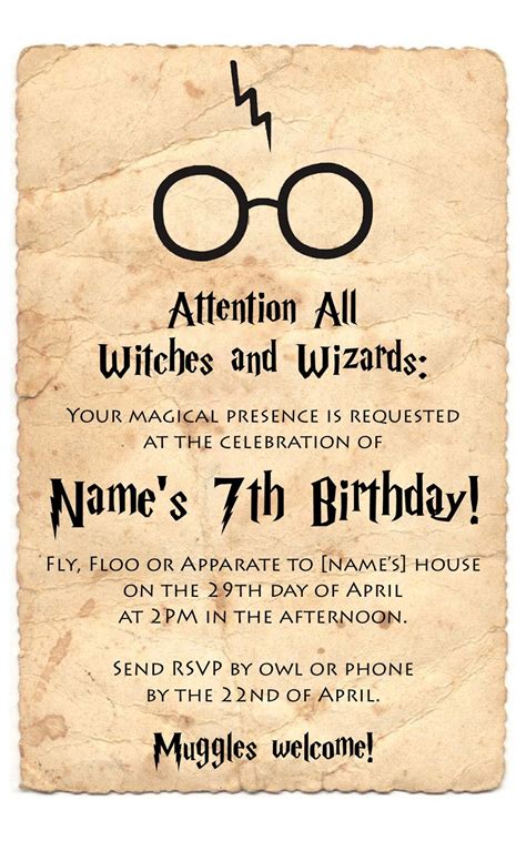 Harry Potter Themed Party Invitations Potter Harry Birthday Party Invitation Themed Invitations ...