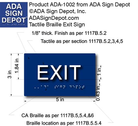 ADA Compliant Exit Sign with Tactile Text and Grade 2 Braille | Exit sign, Ada signs ...