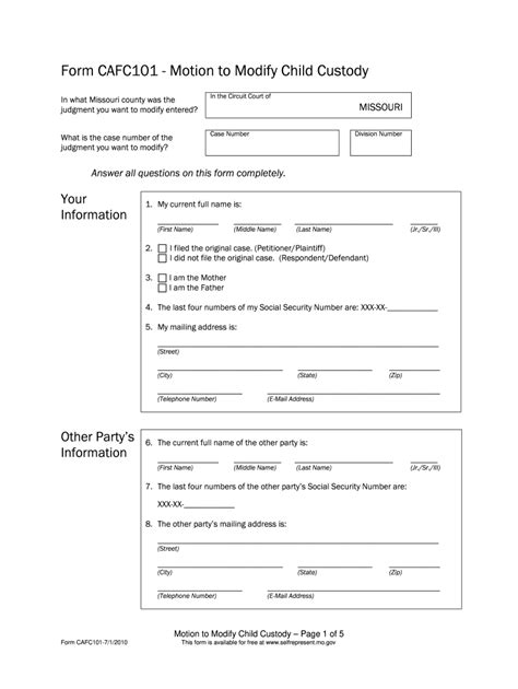 Child Custody Forms Missouri - Fill Online, Printable, Fillable, Blank ...