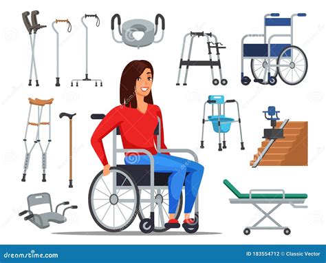 Disabled People and Walkers Variety Set Cartoon Stock Vector - Illustration of facility ...