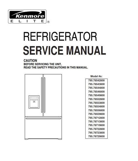 Kenmore Elite Refrigerator Parts Manual